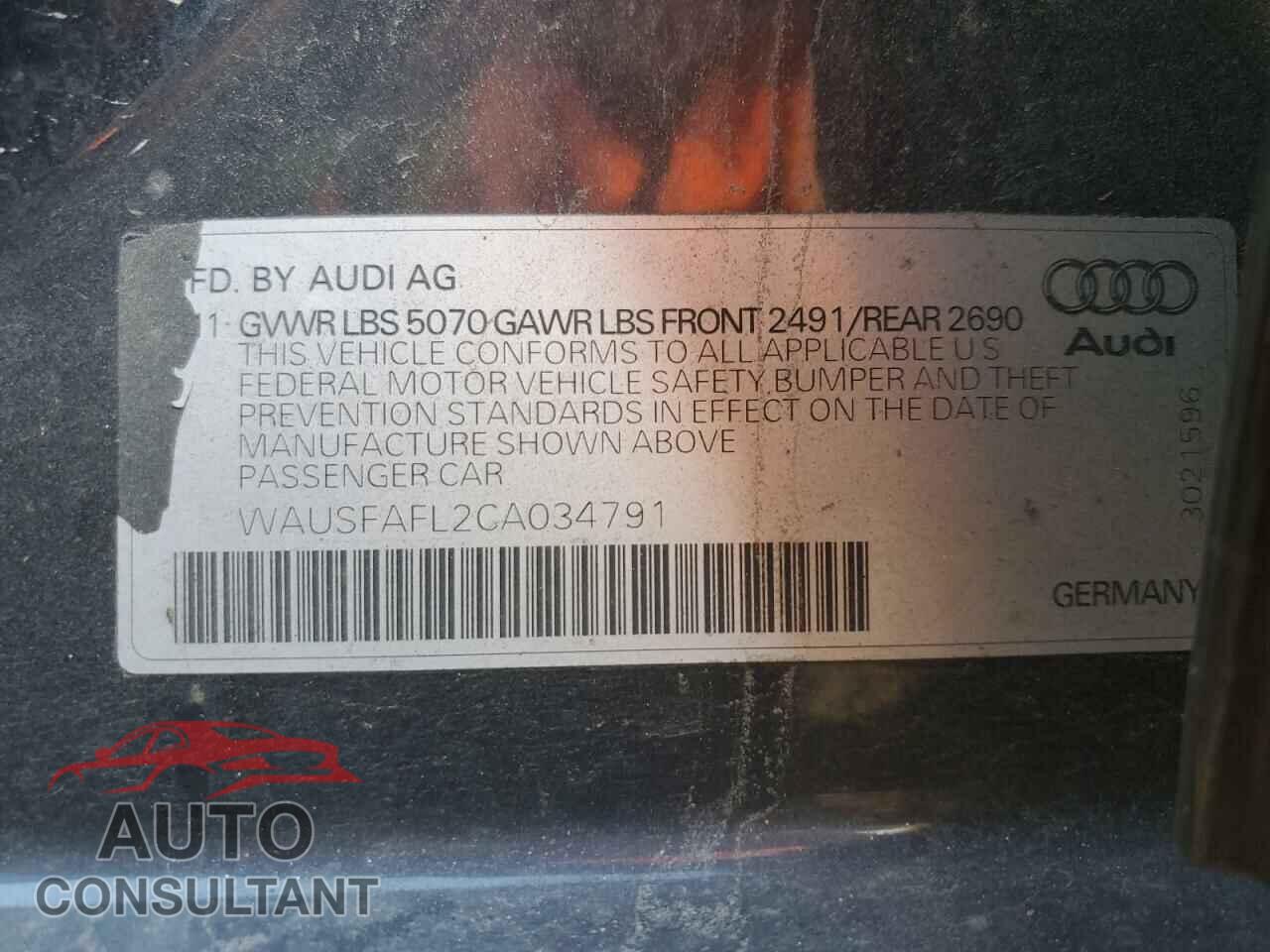 AUDI A4 2012 - WAUSFAFL2CA034791