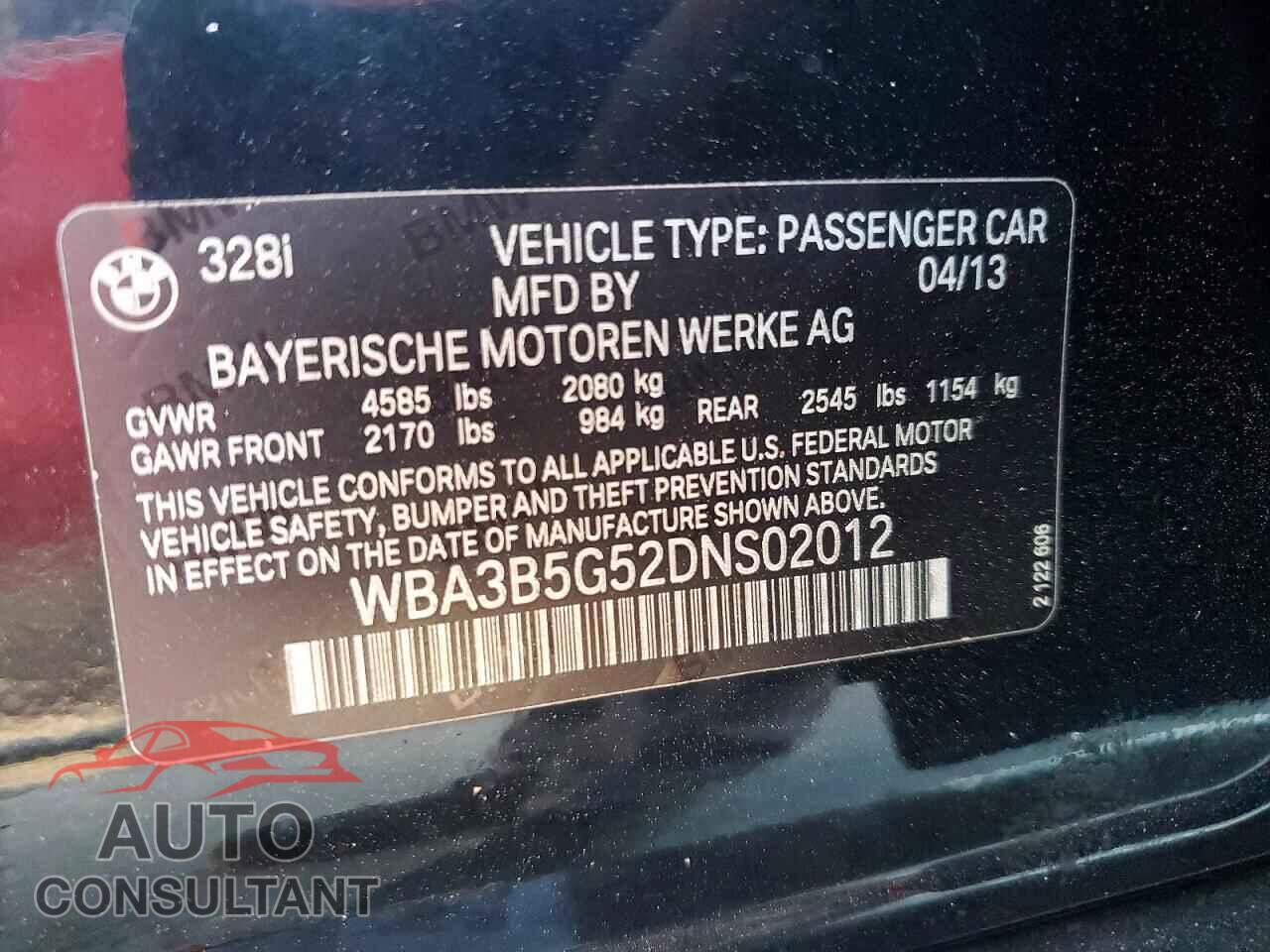 BMW 328 2013 - WBA3B5G52DNS02012