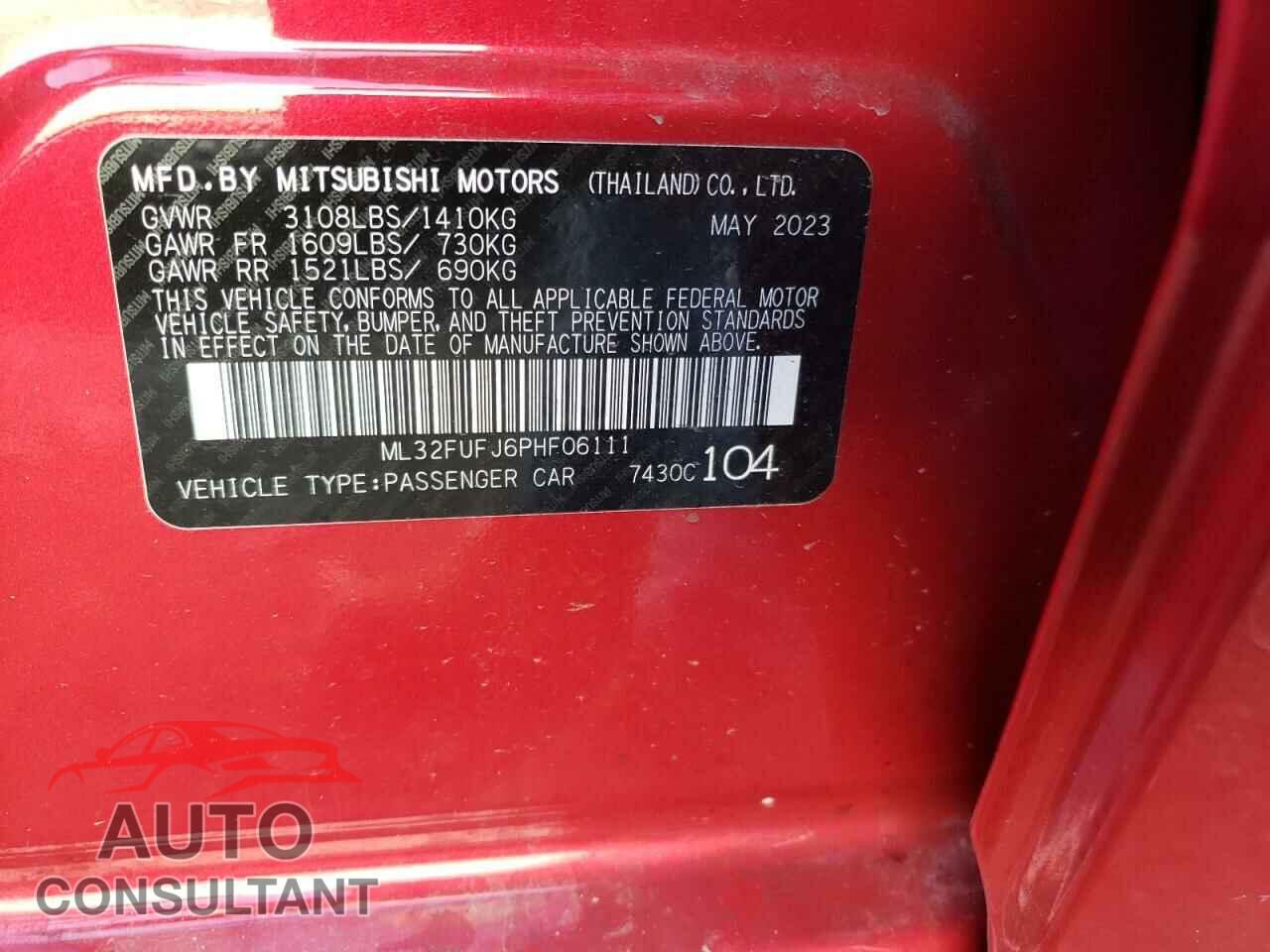 MITSUBISHI MIRAGE 2023 - ML32FUFJ6PHF06111
