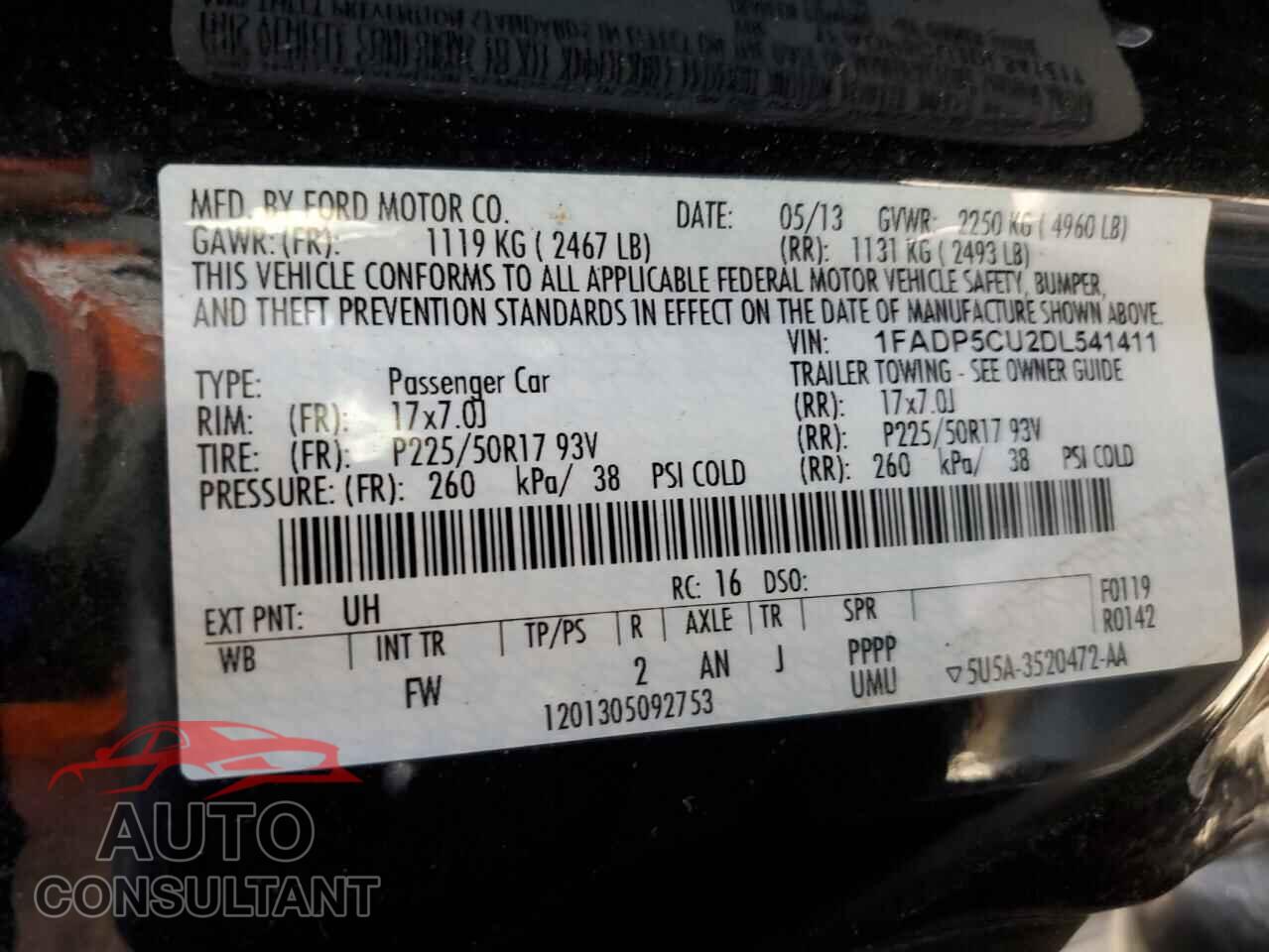 FORD CMAX 2013 - 1FADP5CU2DL541411