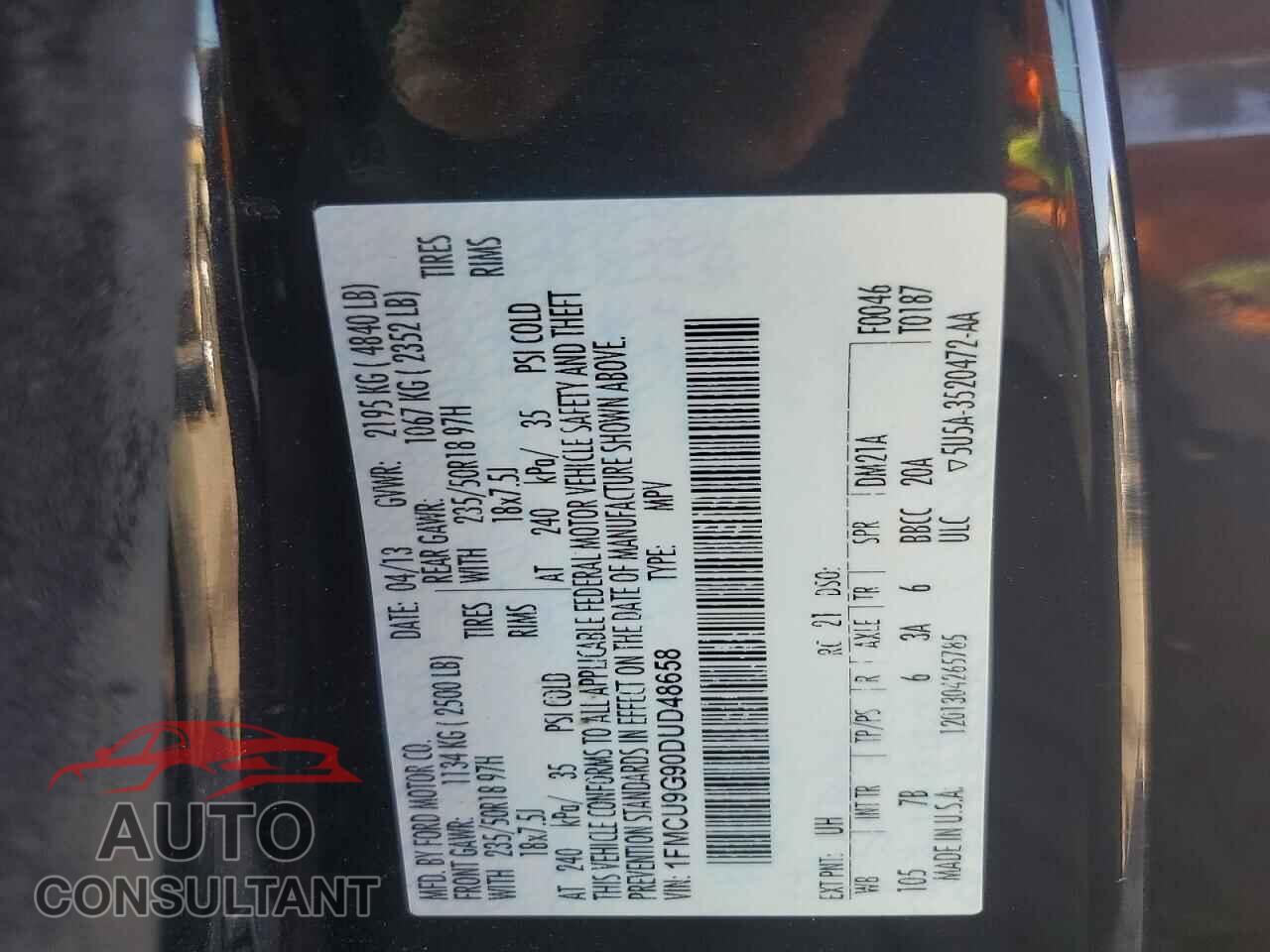 FORD ESCAPE 2013 - 1FMCU9G90DUD48658