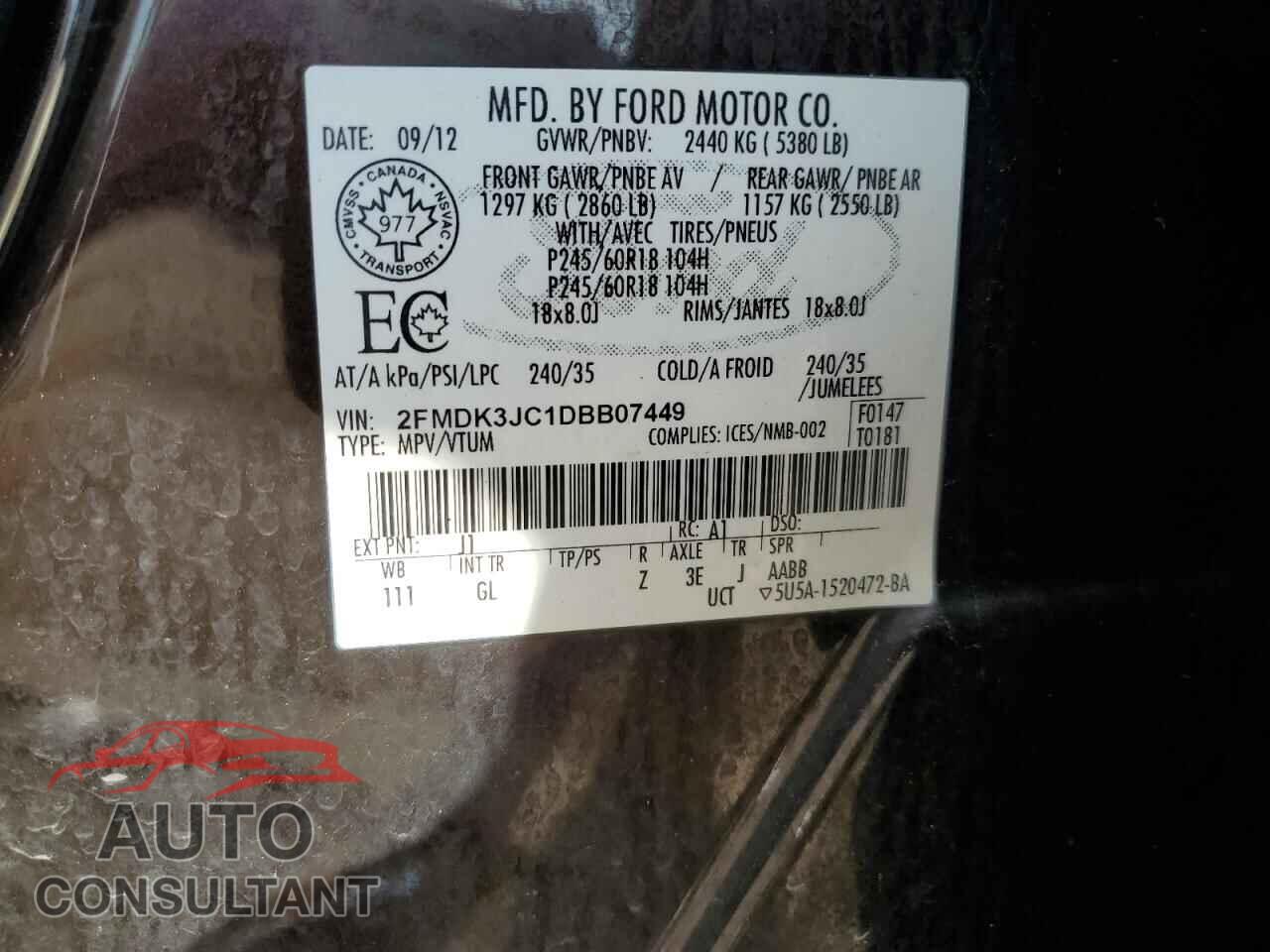 FORD EDGE 2013 - 2FMDK3JC1DBB07449