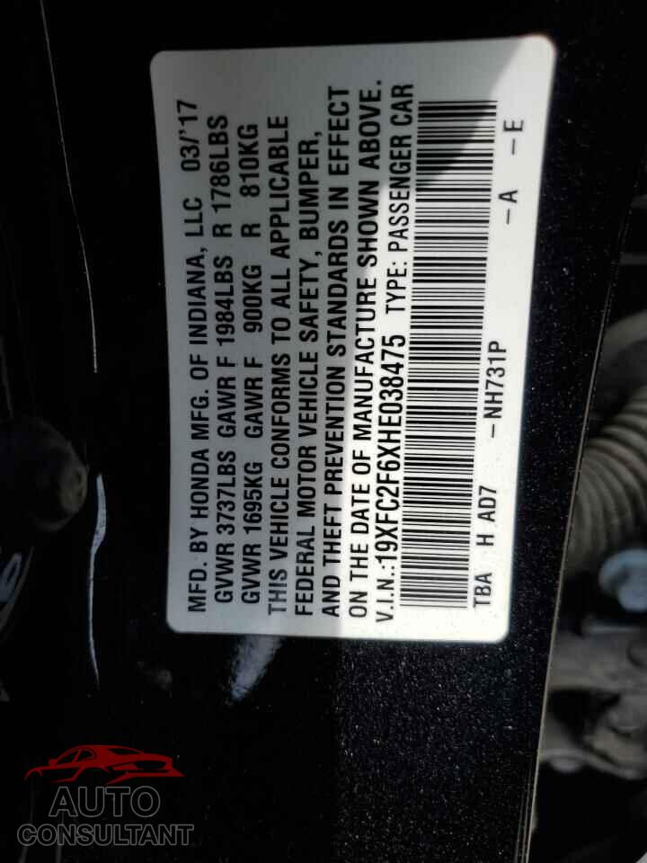 HONDA CIVIC 2017 - 19XFC2F6XHE038475