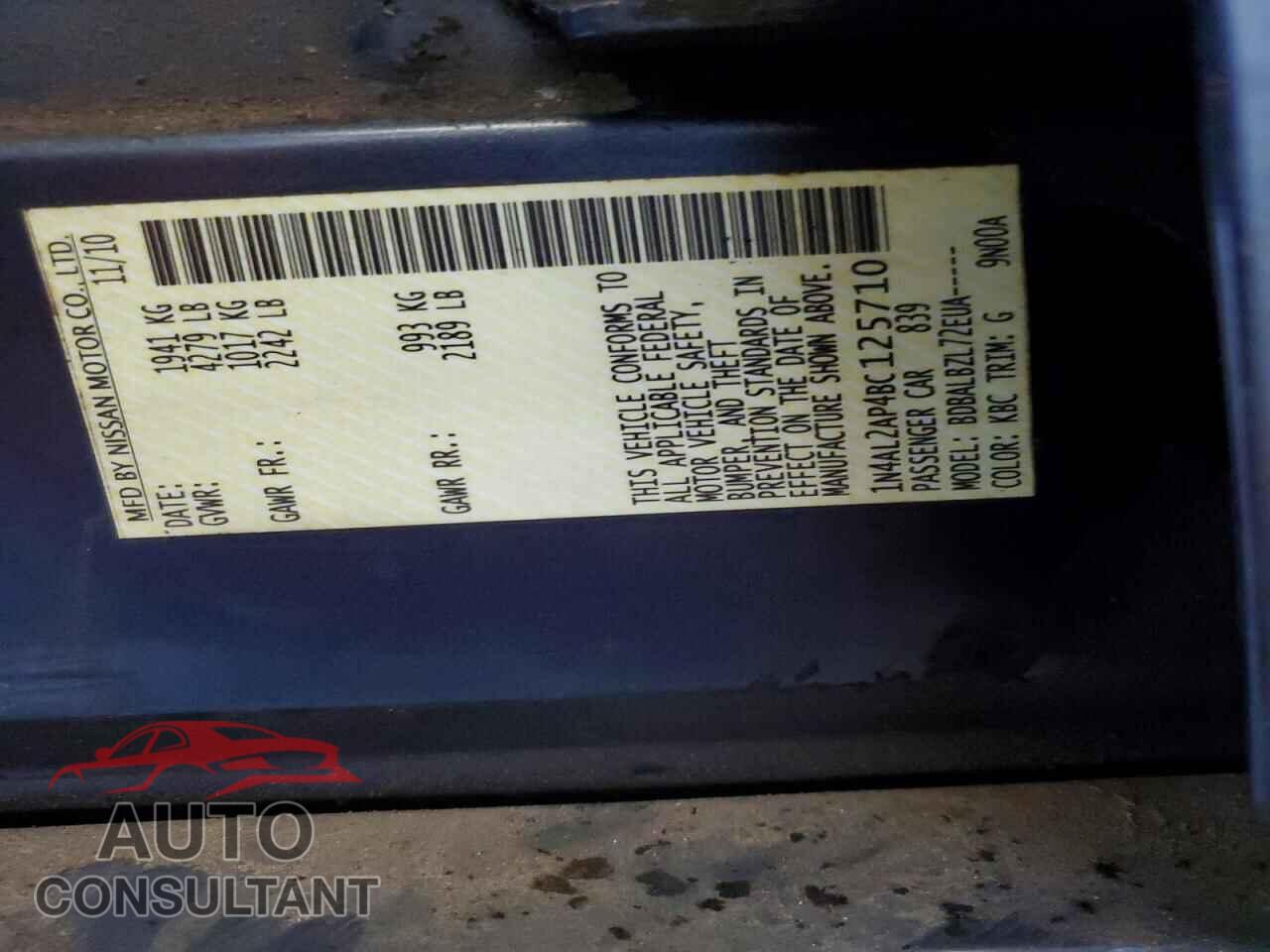 NISSAN ALTIMA 2011 - 1N4AL2AP4BC125710