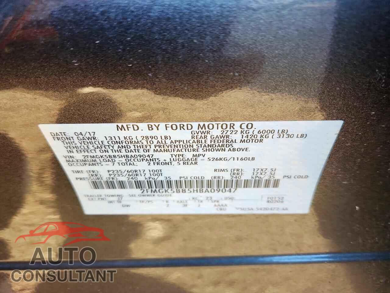 FORD FLEX 2017 - 2FMGK5B85HBA09047