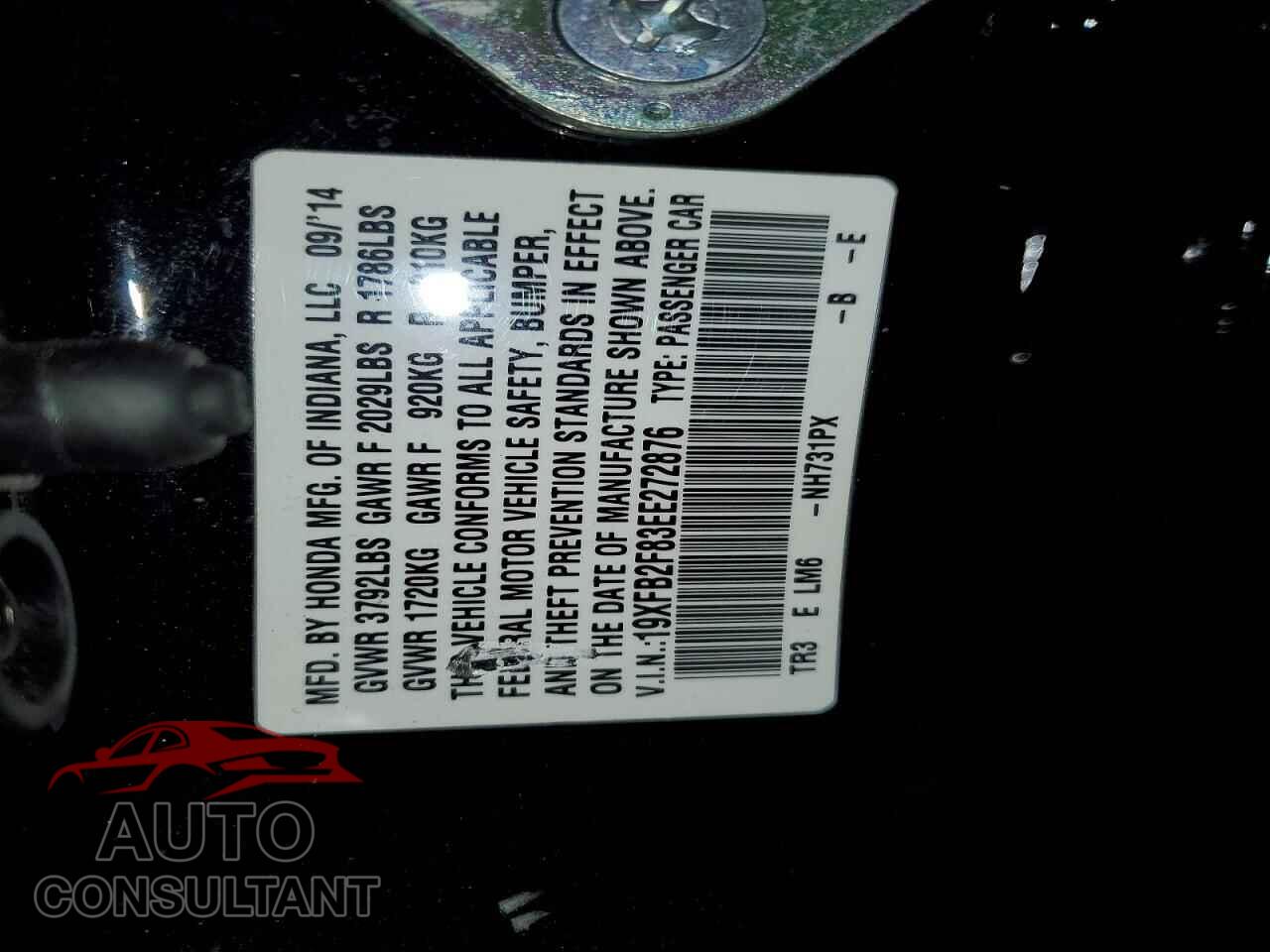 HONDA CIVIC 2014 - 19XFB2F83EE272876
