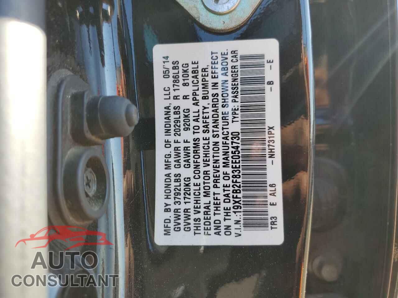 HONDA CIVIC 2014 - 19XFB2F83EE054730