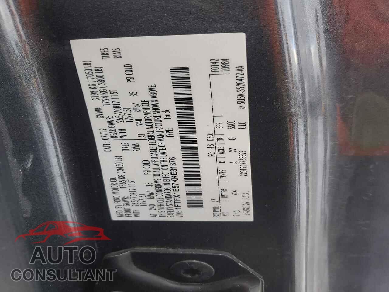 FORD F-150 2019 - 1FTFX1E57KKE31376