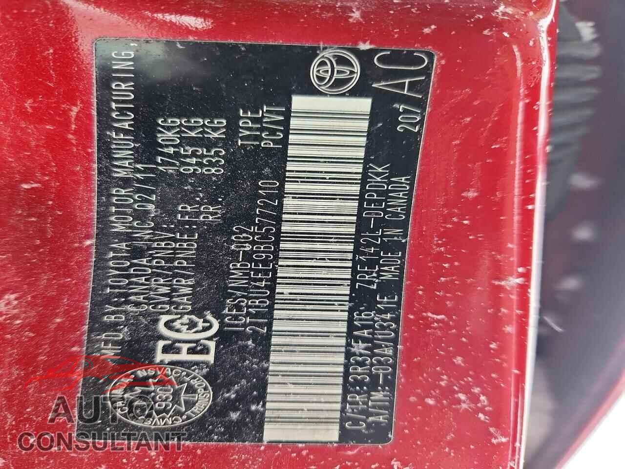 TOYOTA COROLLA 2011 - 2T1BU4EE9BC577210