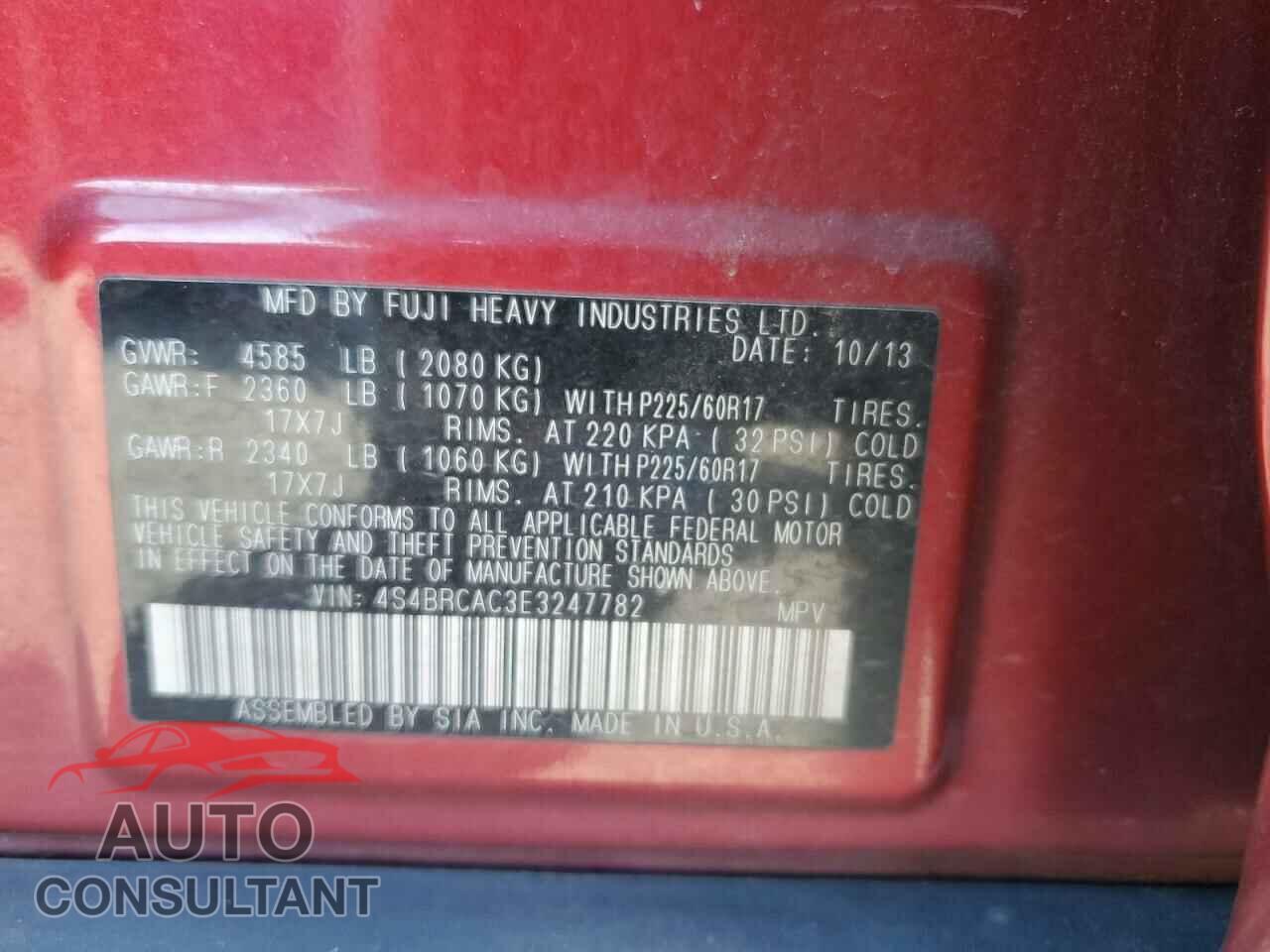 SUBARU OUTBACK 2014 - 4S4BRCAC3E3247782