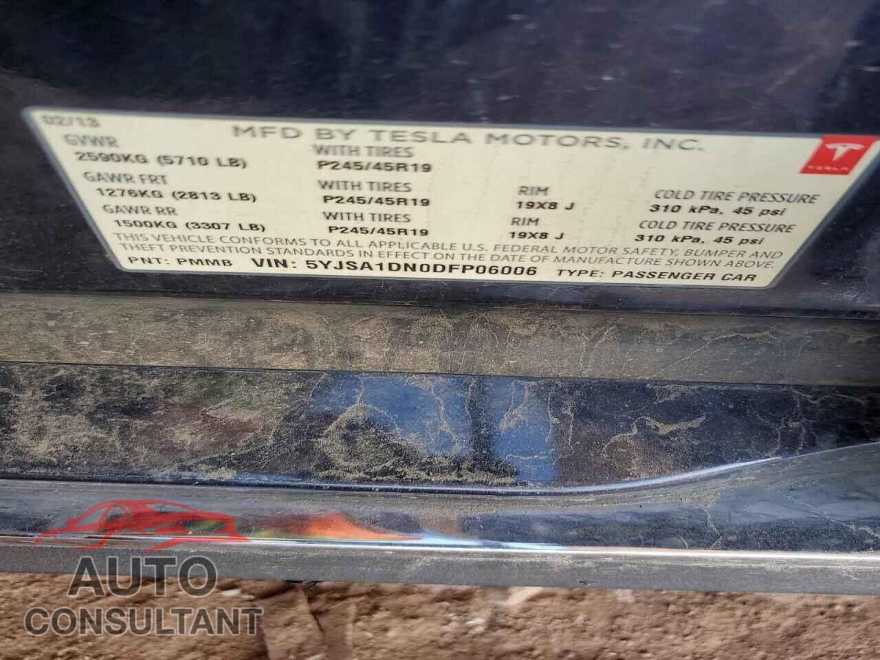 TESLA MODEL S 2013 - 5YJSA1DN0DFP06006