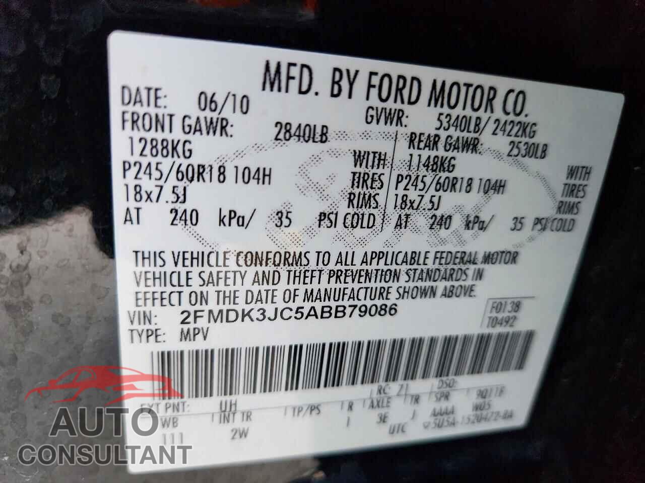 FORD EDGE 2010 - 2FMDK3JC5ABB79086