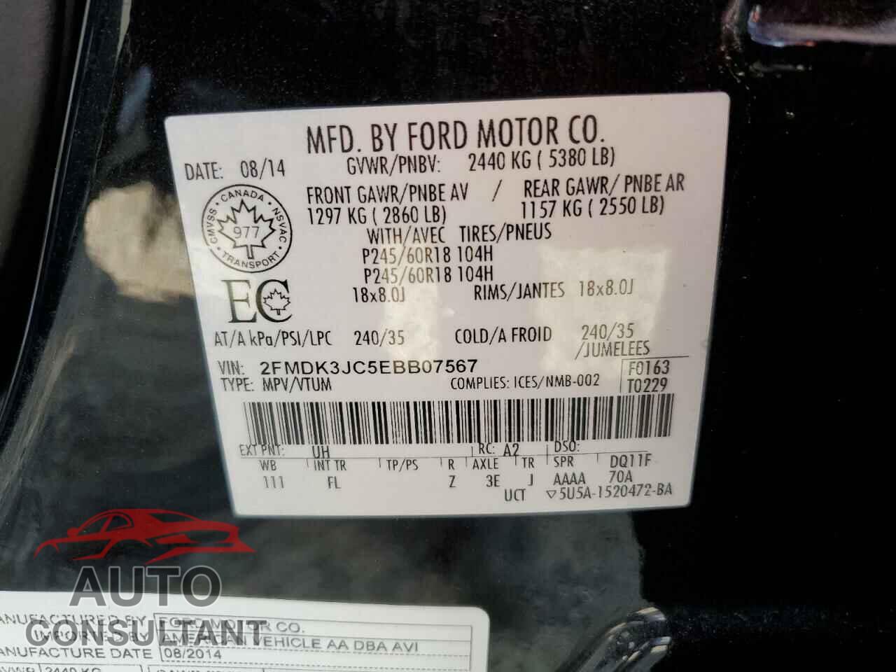 FORD EDGE 2014 - 2FMDK3JC5EBB07567