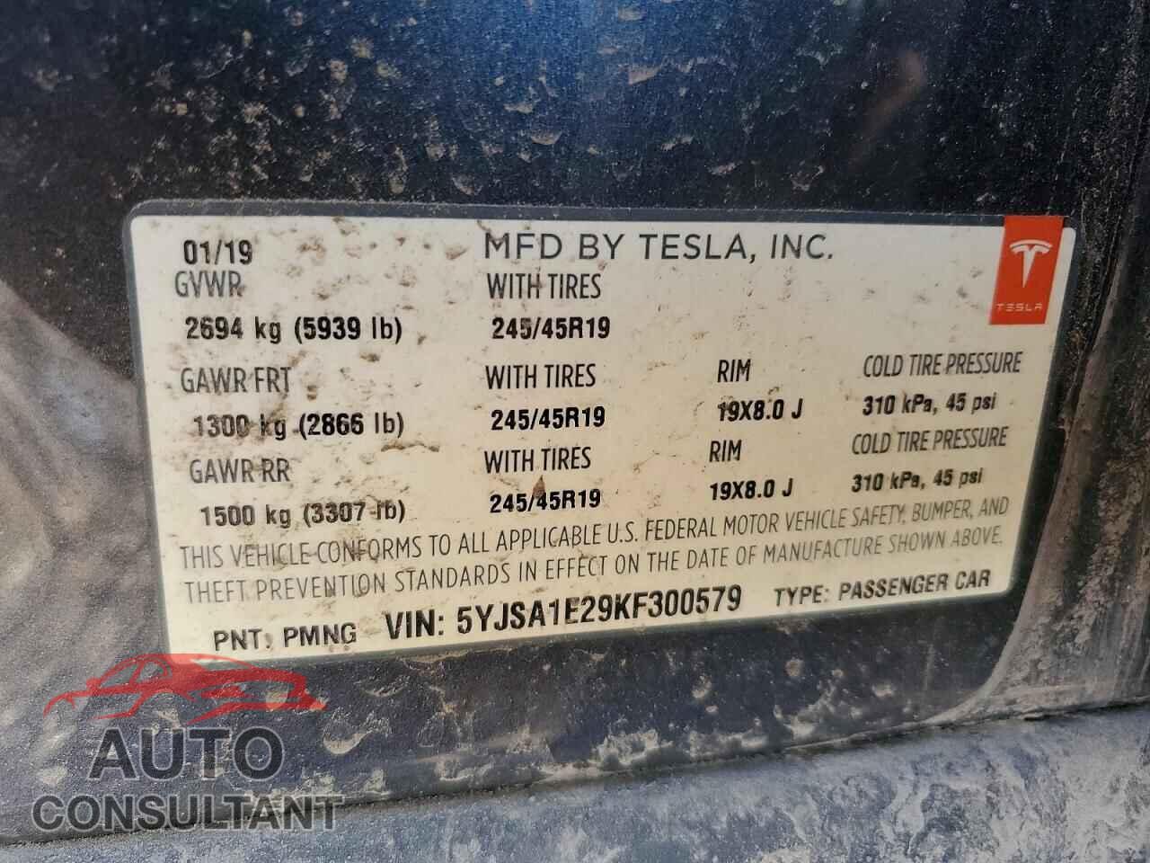 TESLA MODEL S 2019 - 5YJSA1E29KF300579