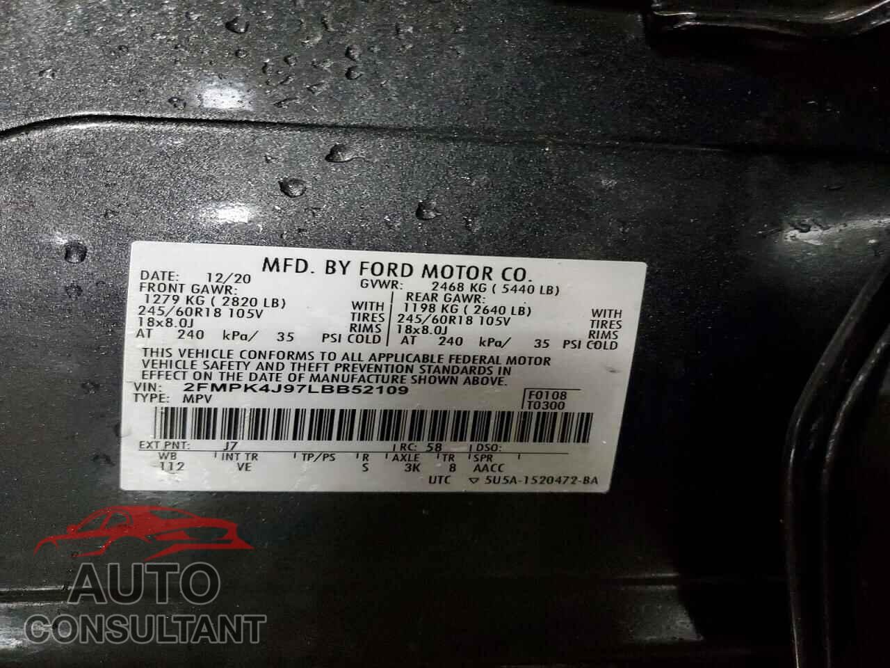 FORD EDGE 2020 - 2FMPK4J97LBB52109