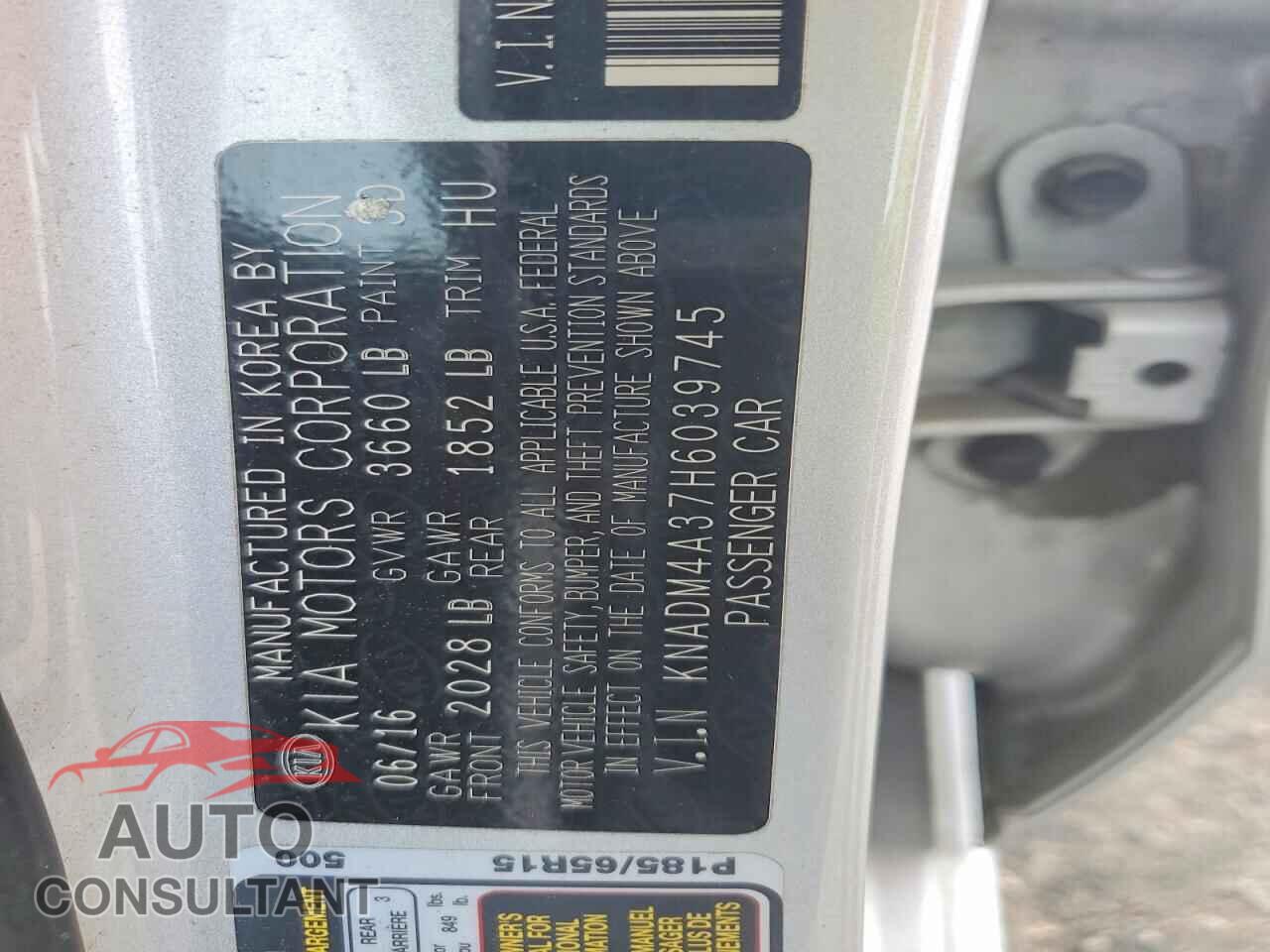 KIA RIO 2017 - KNADM4A37H6039745