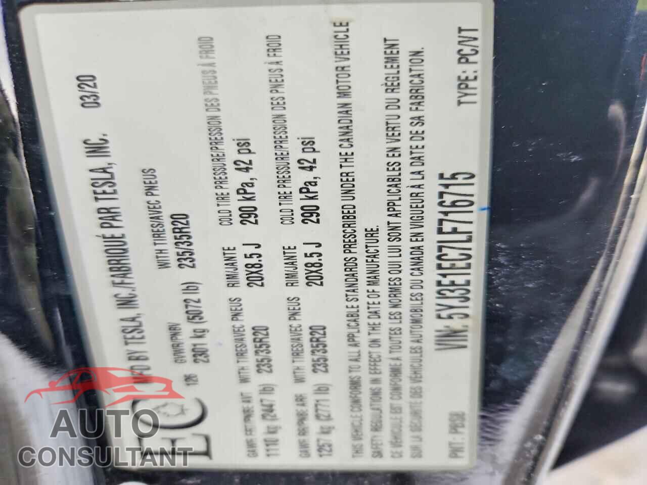 TESLA MODEL 3 2020 - 5YJ3E1EC7LF716715