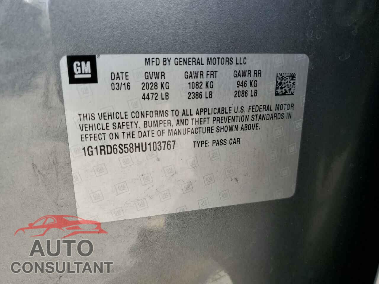 CHEVROLET VOLT 2017 - 1G1RD6S58HU103767