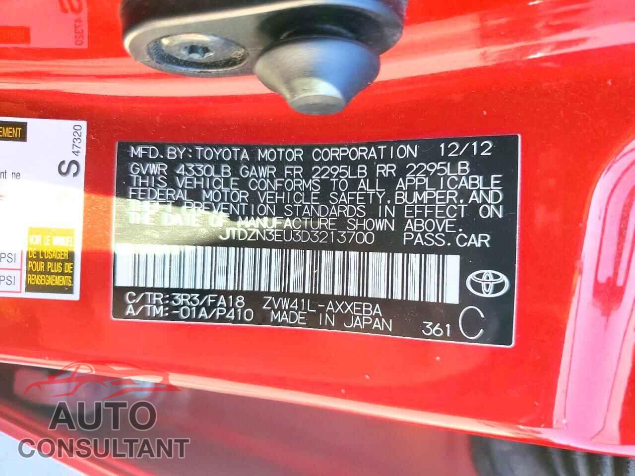 TOYOTA PRIUS 2013 - JTDZN3EU3D3213700