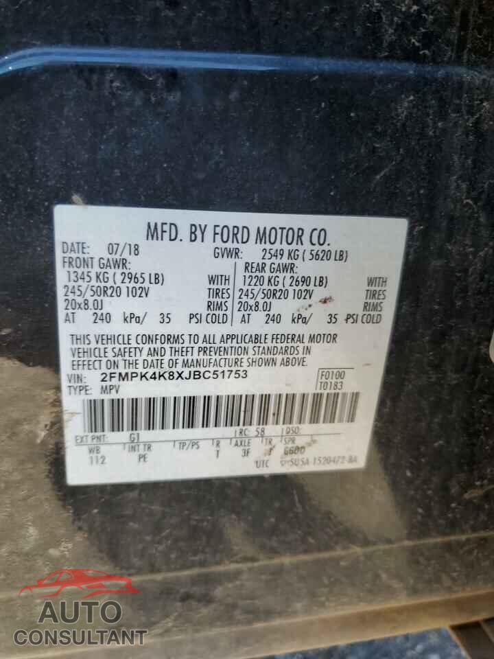 FORD EDGE 2018 - 2FMPK4K8XJBC51753