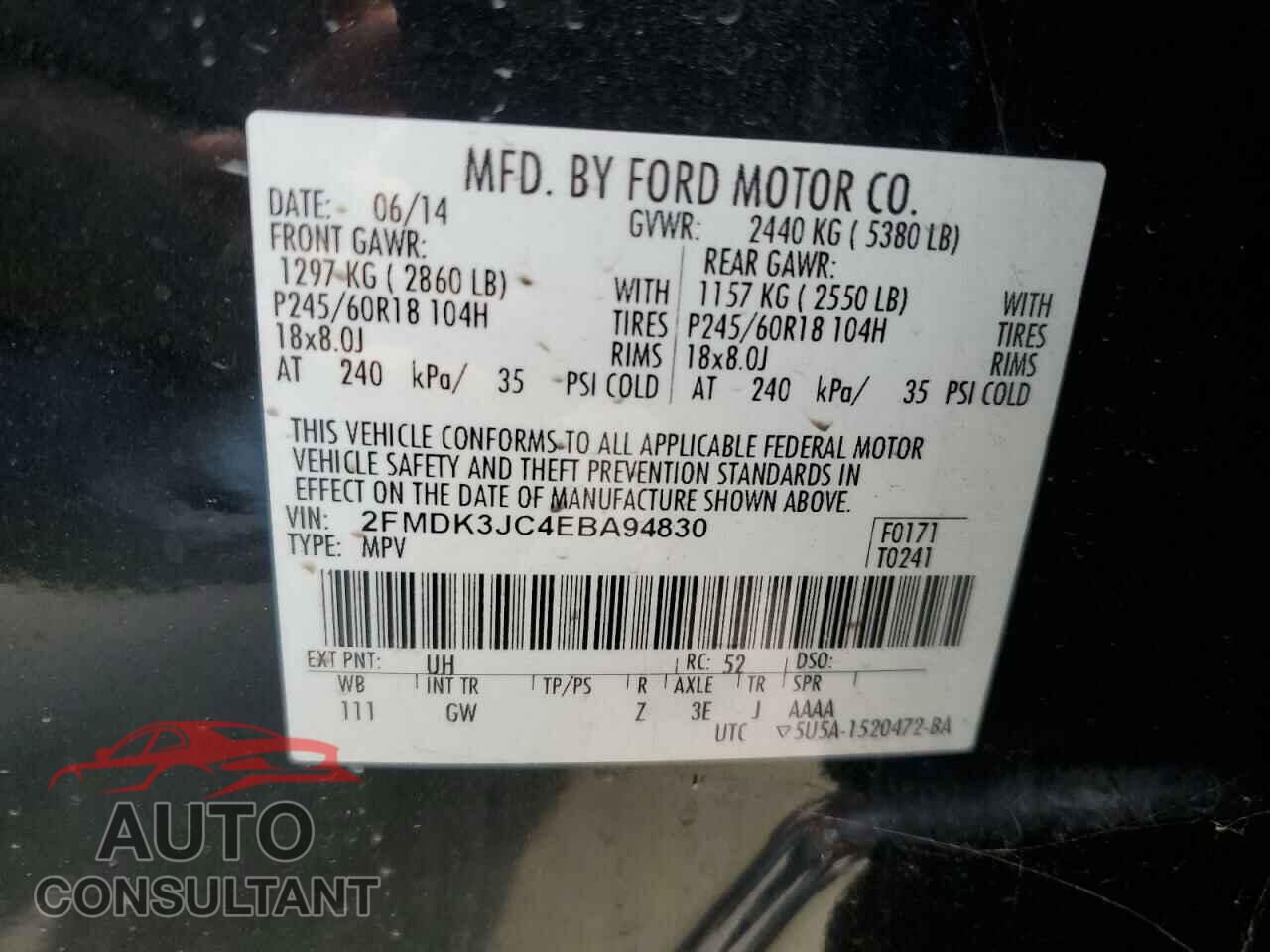 FORD EDGE 2014 - 2FMDK3JC4EBA94830