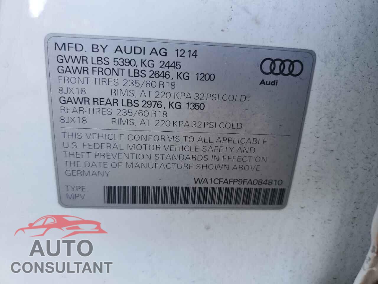AUDI Q5 2015 - WA1CFAFP9FA084810