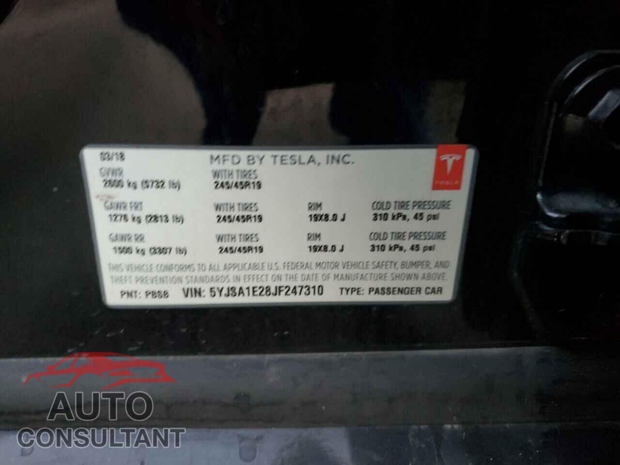 TESLA MODEL S 2018 - 5YJSA1E28JF247310