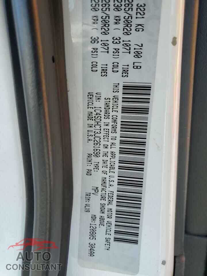 DODGE DURANGO 2018 - 1C4SDHCT3JC261690