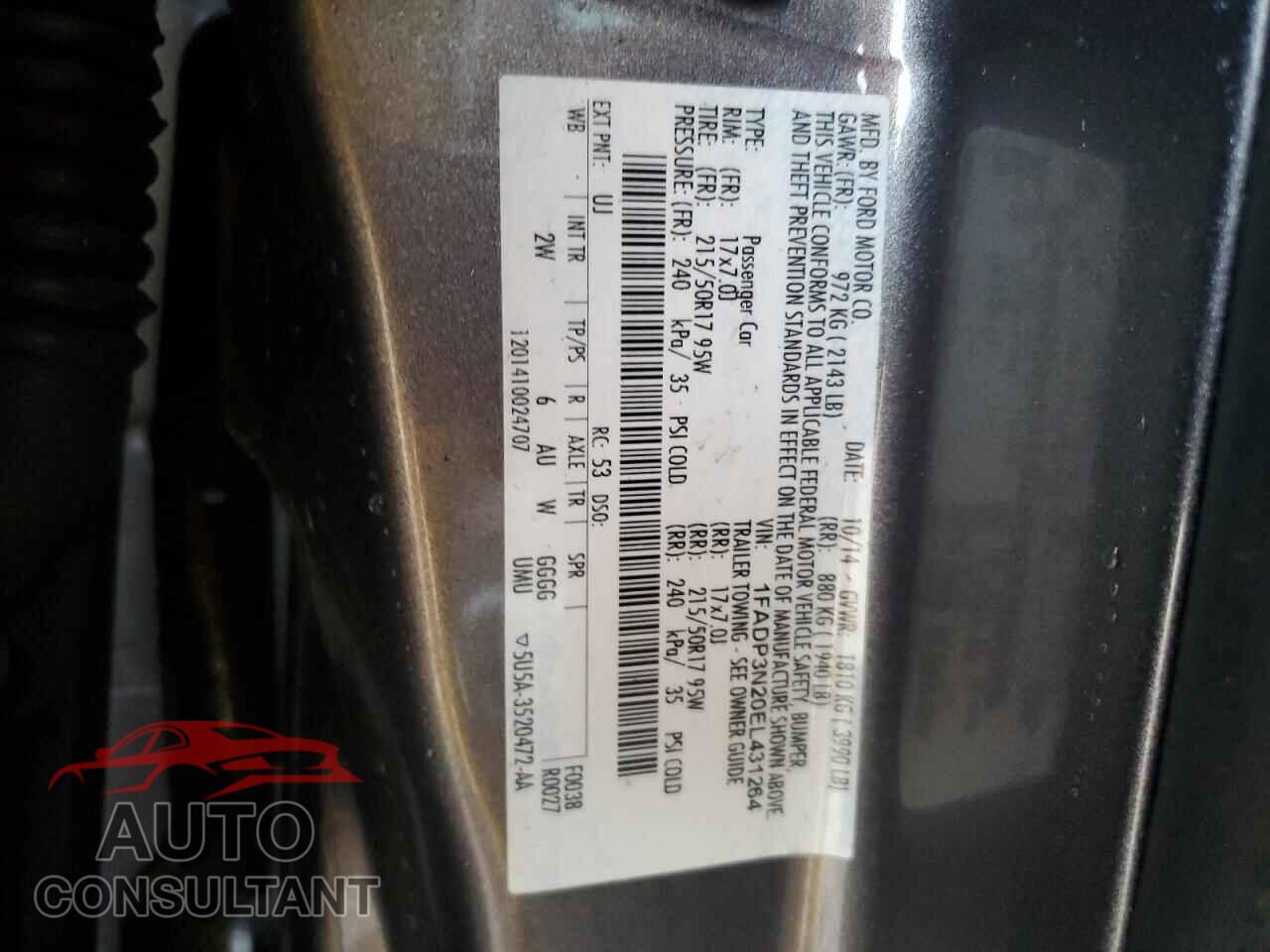 FORD FOCUS 2014 - 1FADP3N20EL431264