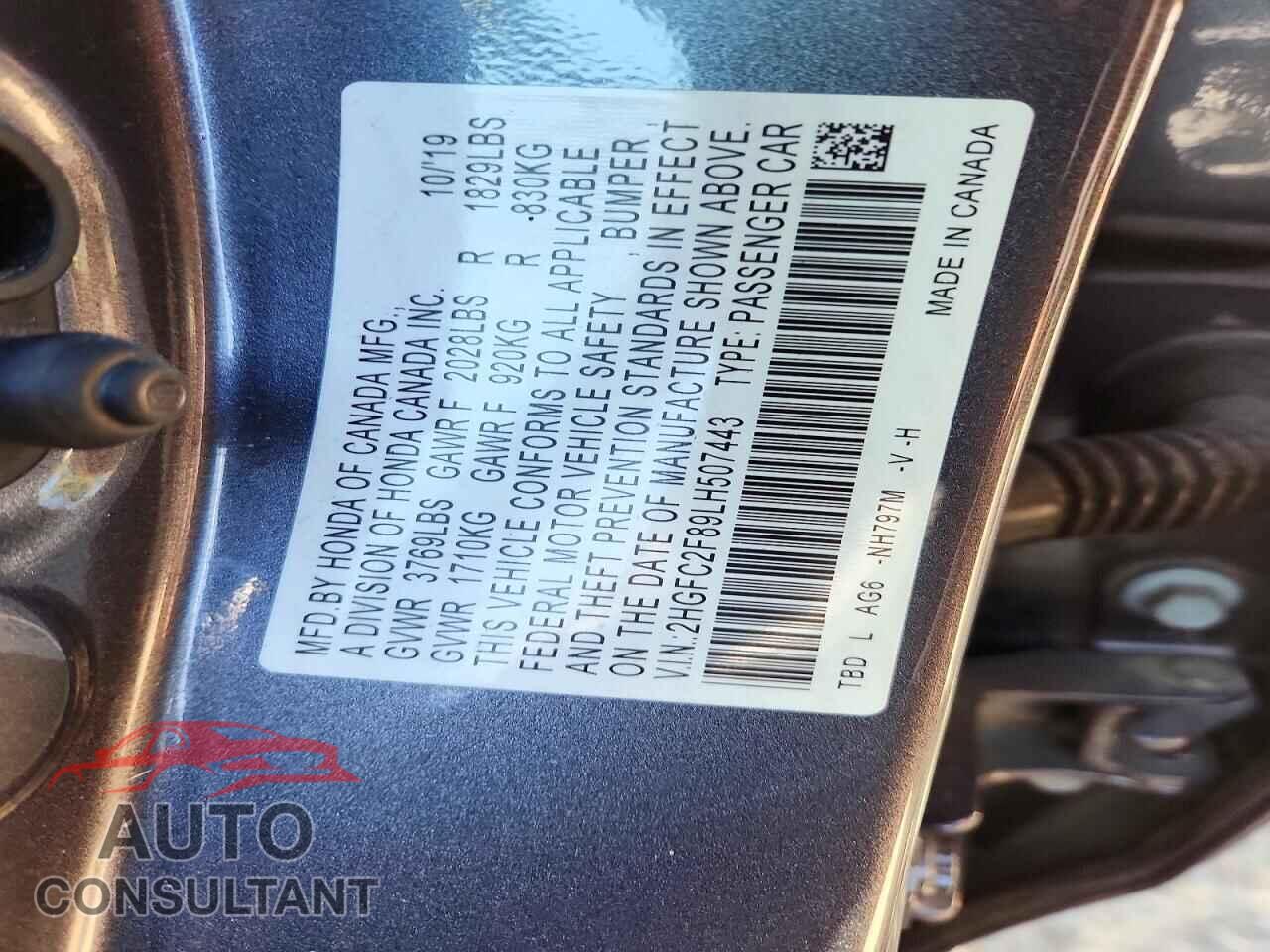 HONDA CIVIC 2020 - 2HGFC2F89LH507443