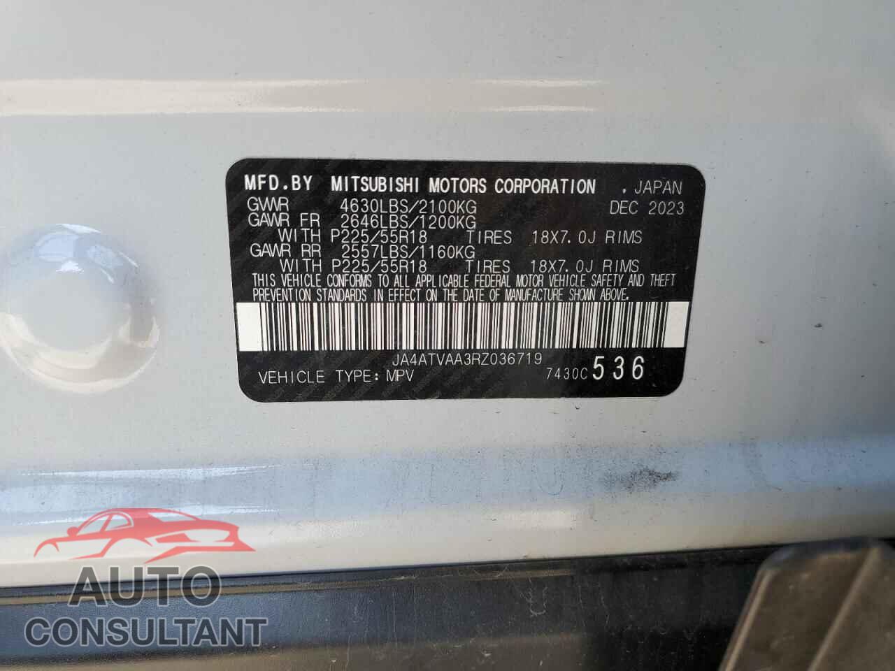 MITSUBISHI ECLIPSE 2024 - JA4ATVAA3RZ036719