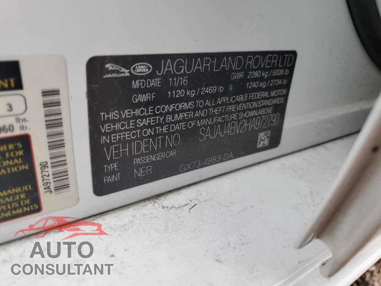 JAGUAR XE 2017 - SAJAJ4BV2HA972790