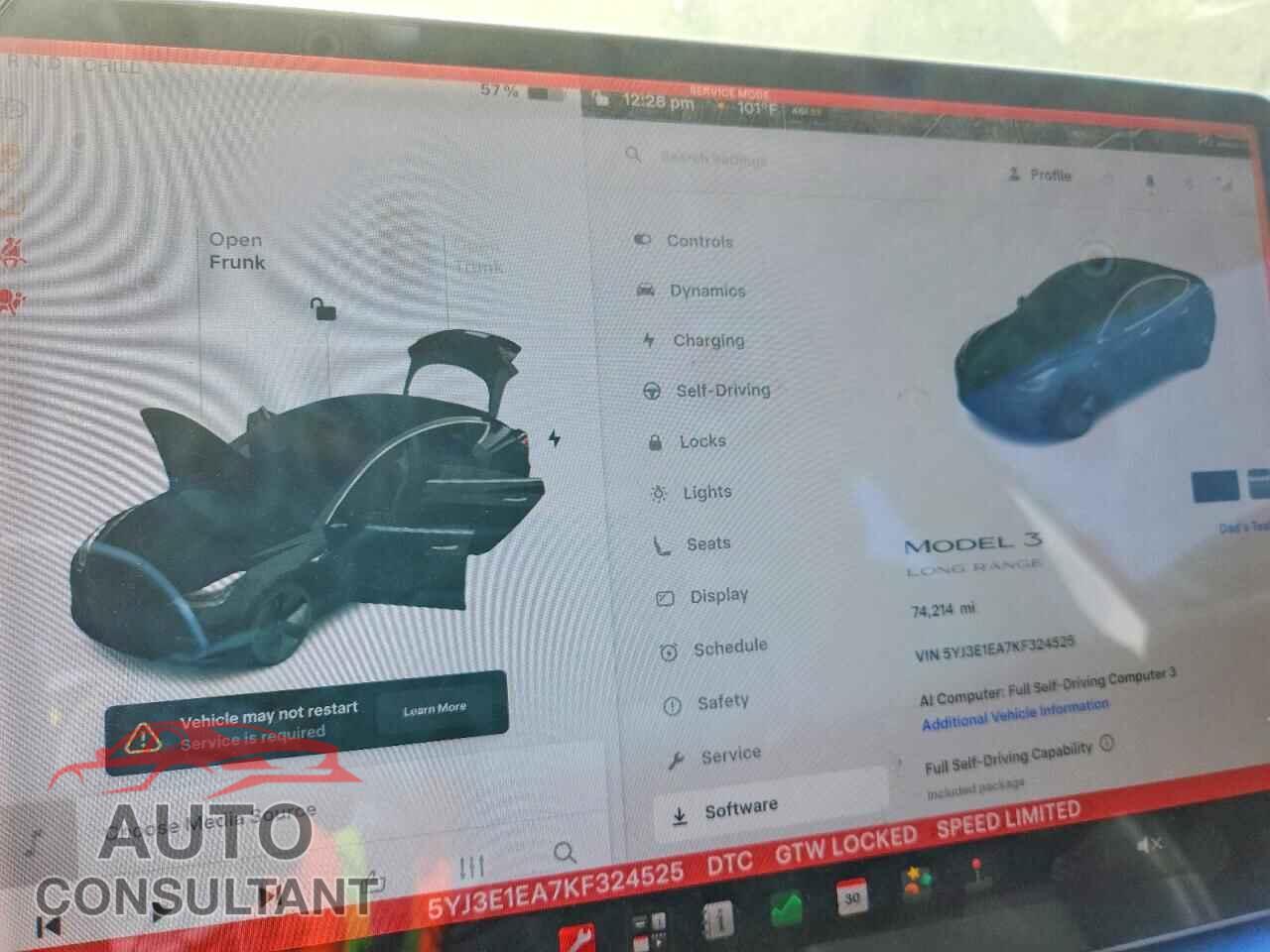 TESLA MODEL 3 2019 - 5YJ3E1EA7KF324525