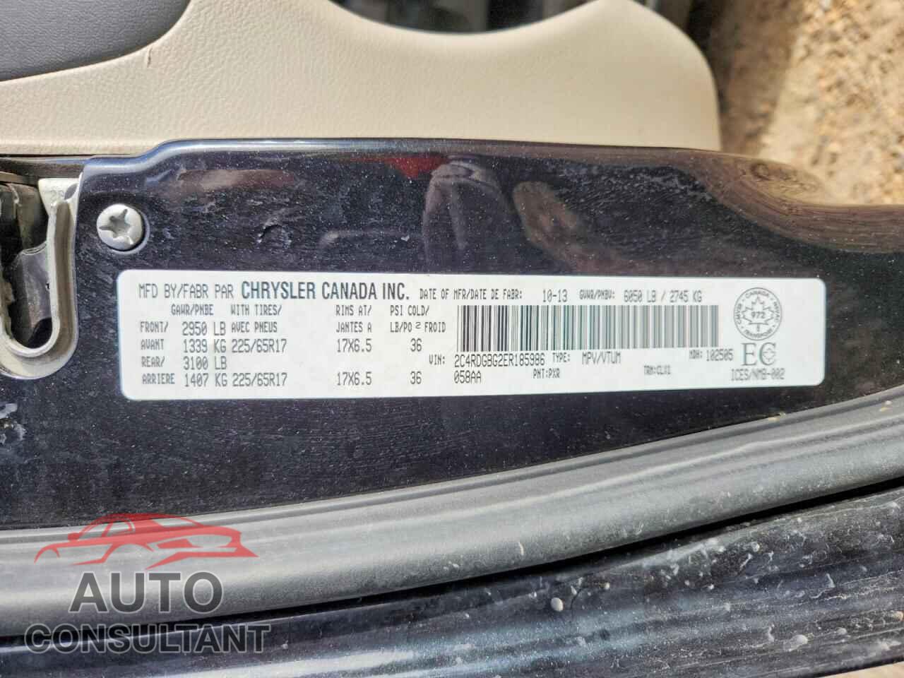 DODGE CARAVAN 2014 - 2C4RDGBG2ER185986