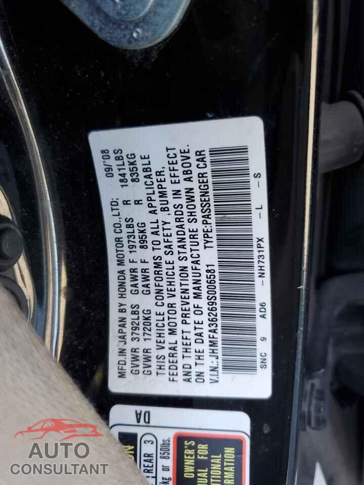 HONDA CIVIC 2009 - JHMFA36269S006581