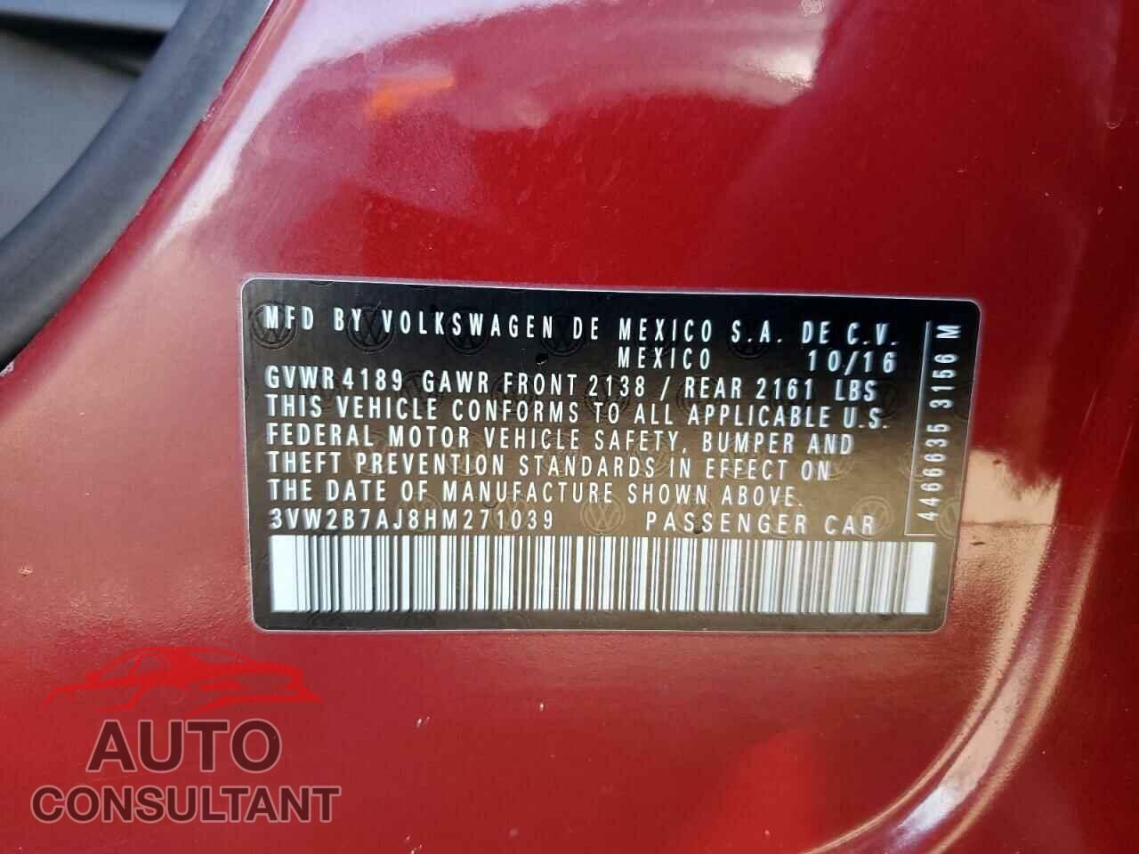 VOLKSWAGEN JETTA 2017 - 3VW2B7AJ8HM271039