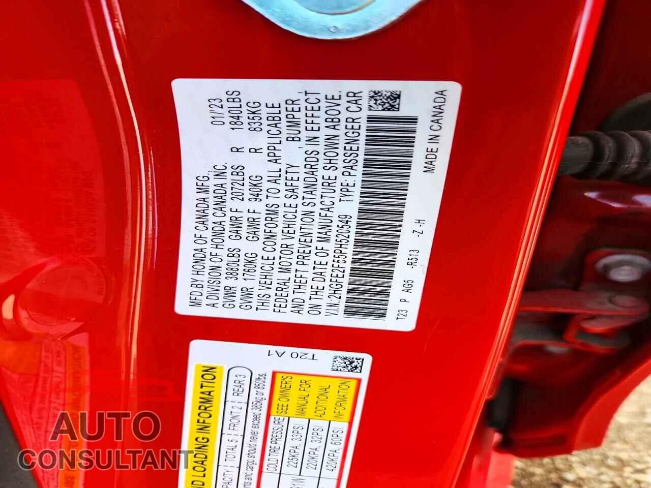 HONDA CIVIC 2023 - 2HGFE2F55PH520549