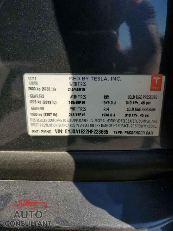 TESLA MODEL S 2017 - 5YJSA1E22HF228665