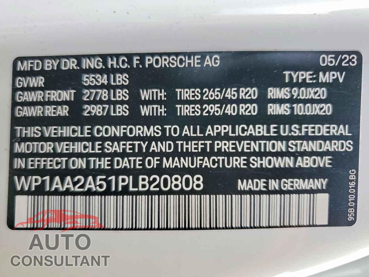 PORSCHE MACAN BASE 2023 - WP1AA2A51PLB20808