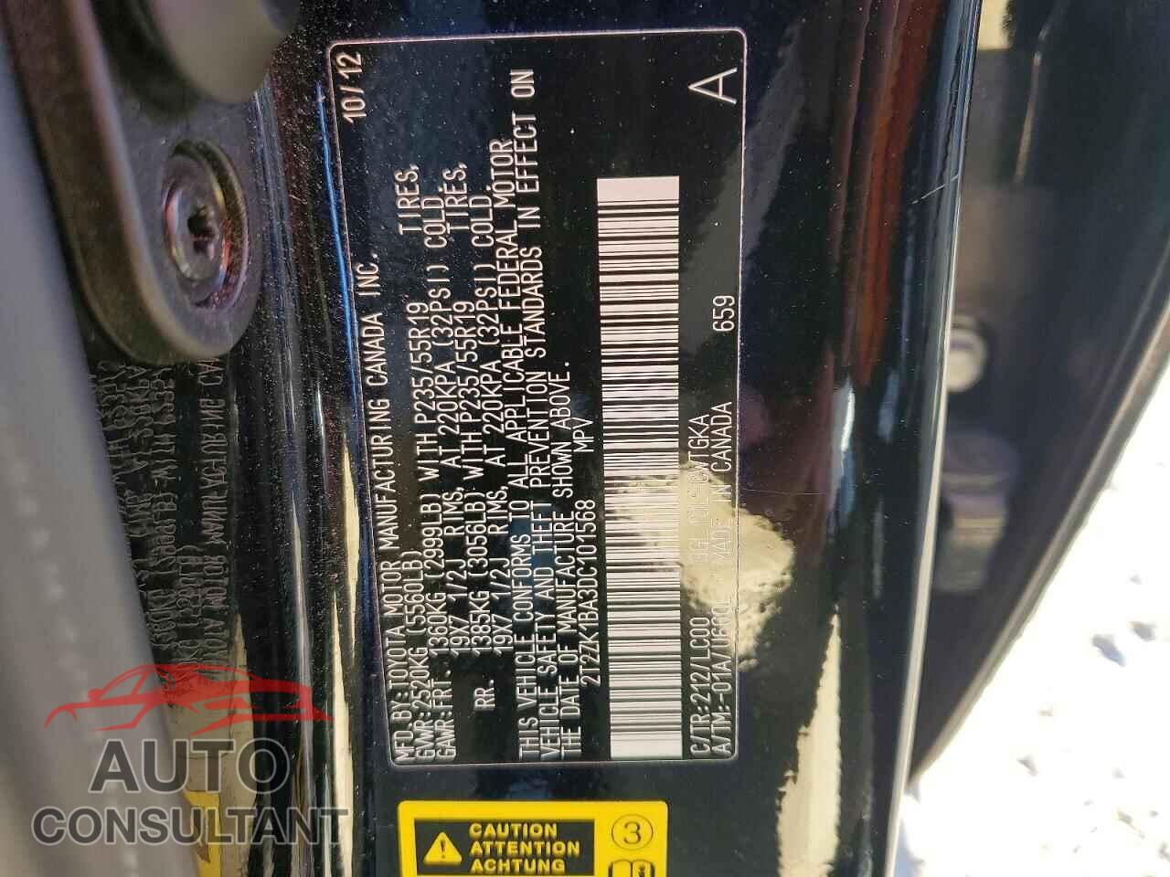 LEXUS RX350 2013 - 2T2ZK1BA3DC101568