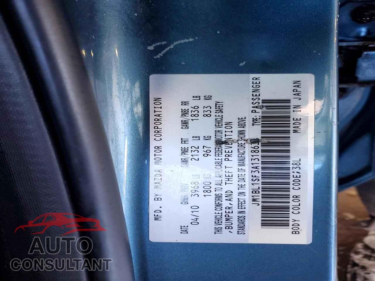 MAZDA 3 2010 - JM1BL1SF3A1318634
