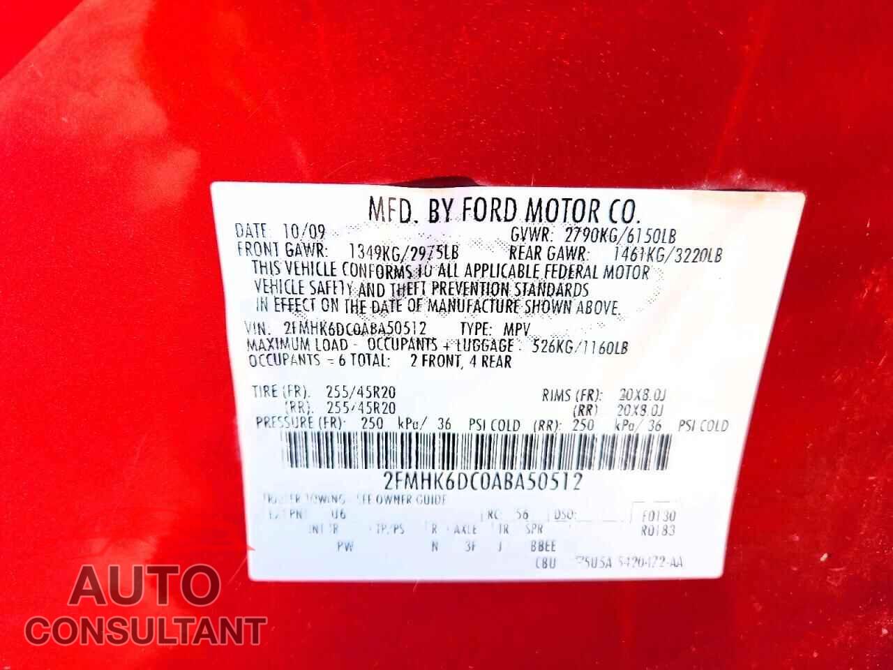 FORD FLEX 2010 - 2FMHK6DC0ABA50512