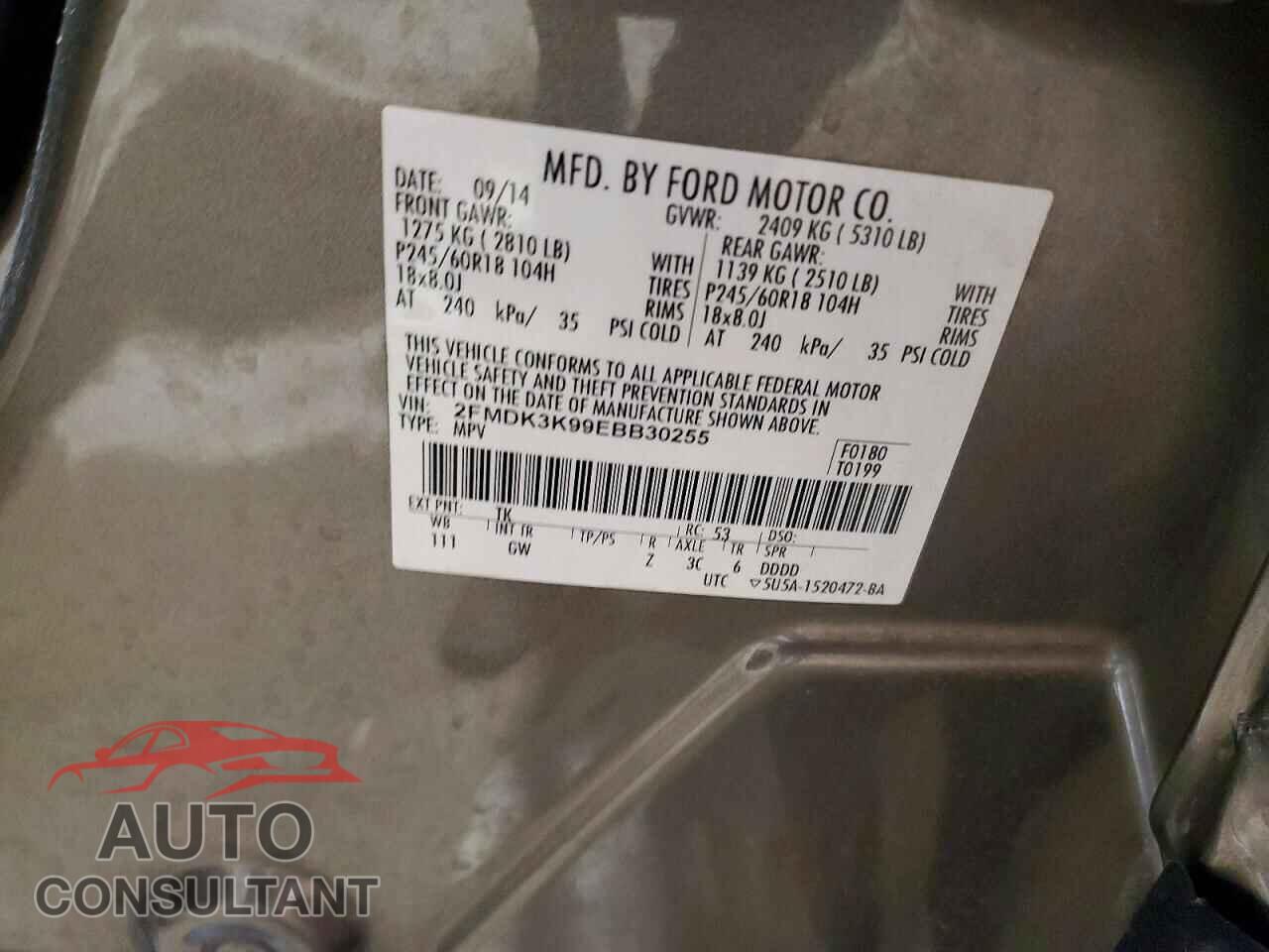 FORD EDGE 2014 - 2FMDK3K99EBB30255