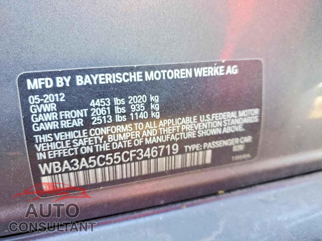 BMW 3 SERIES 2012 - WBA3A5C55CF346719