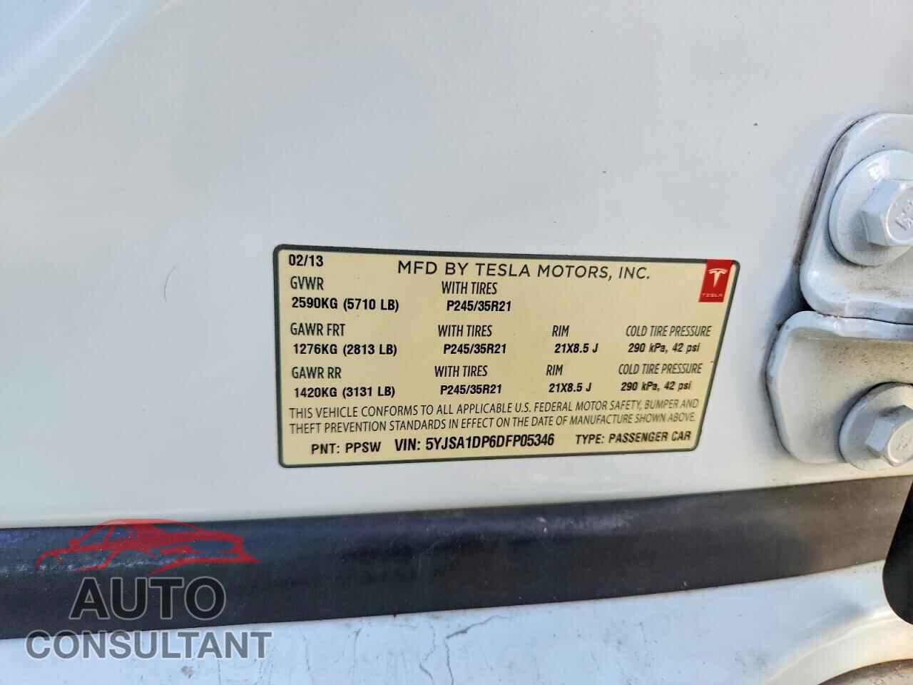 TESLA MODEL S 2013 - 5YJSA1DP6DFP05346