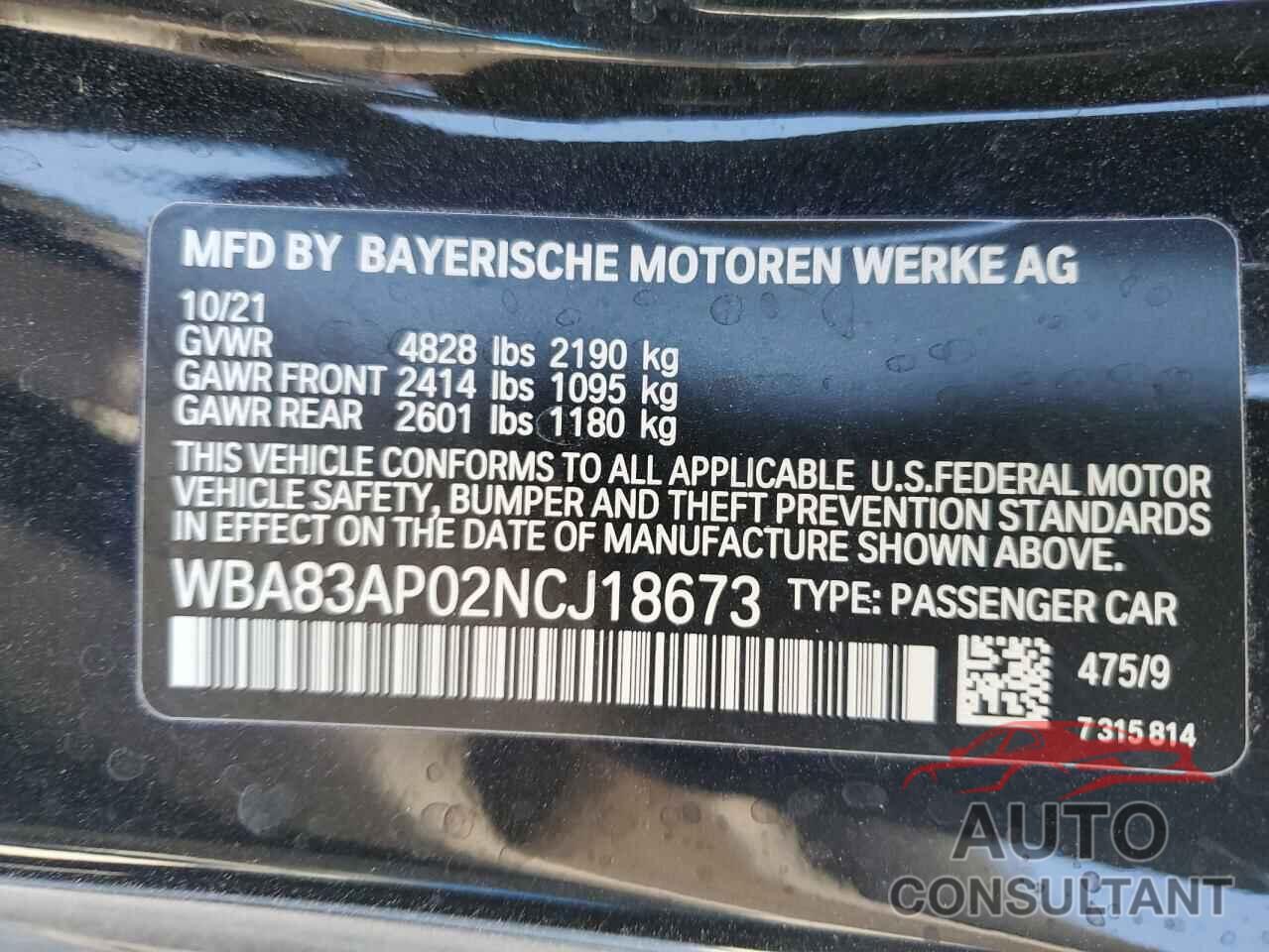 BMW M4 2022 - WBA83AP02NCJ18673