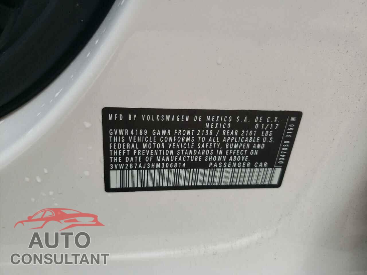 VOLKSWAGEN JETTA 2017 - 3VW2B7AJ3HM306814