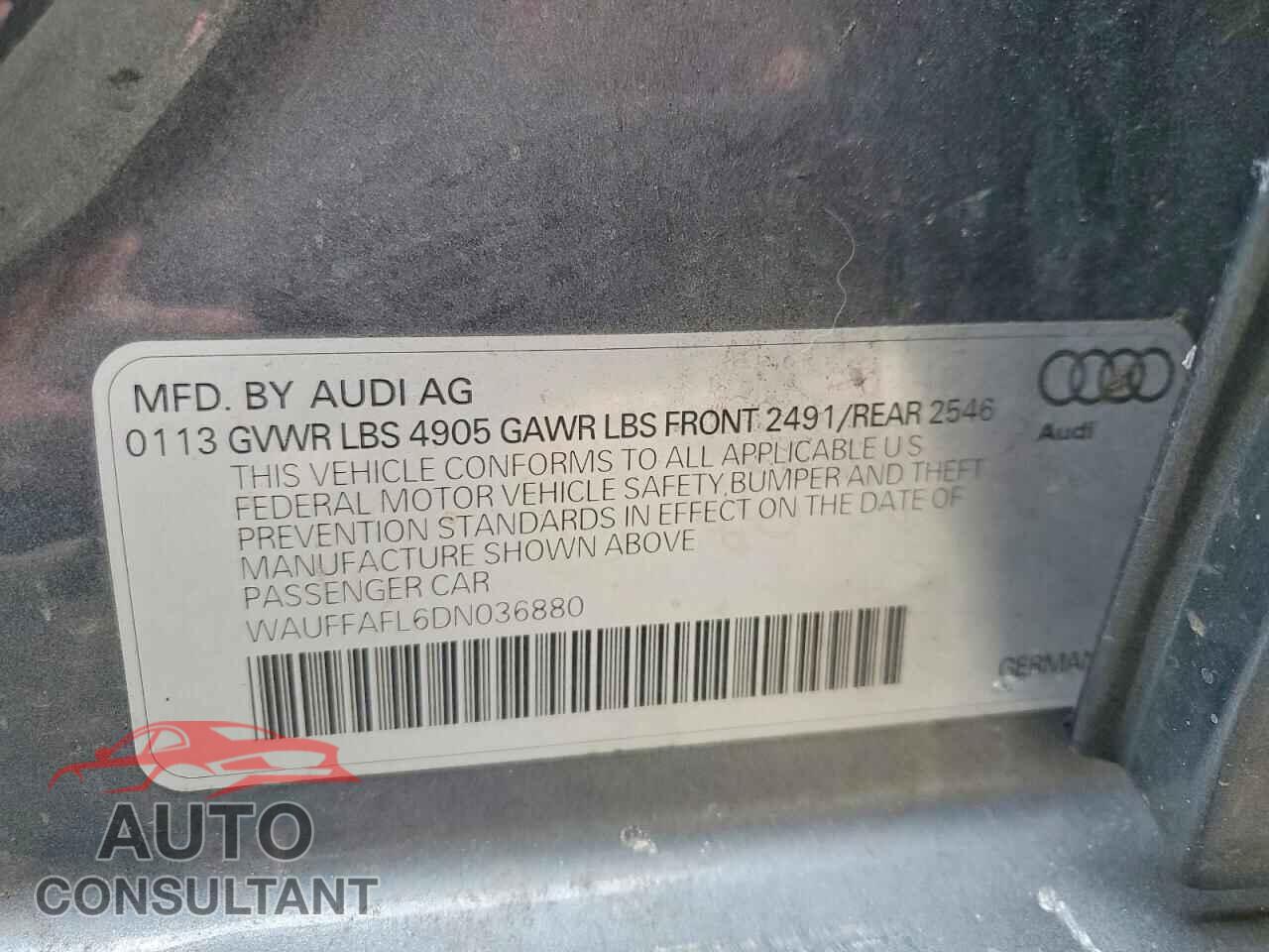 AUDI A4 2013 - WAUFFAFL6DN036880