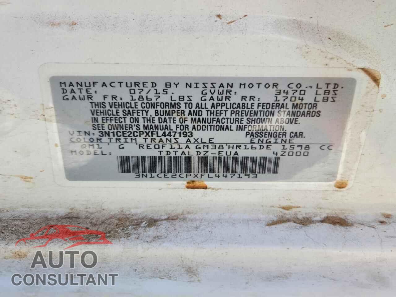 NISSAN VERSA NOTE 2015 - 3N1CE2CPXFL447193