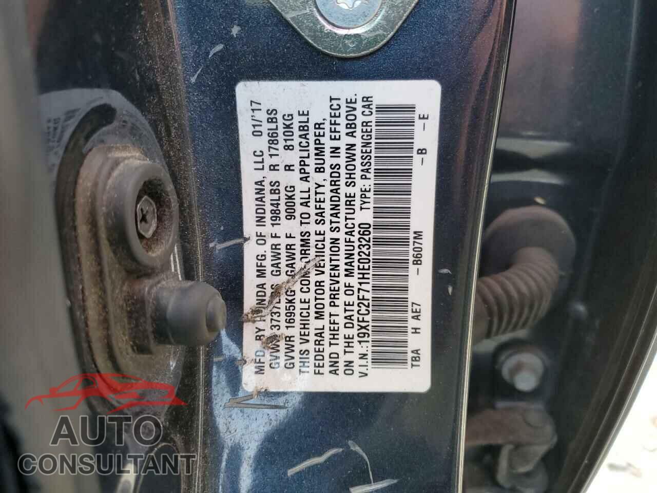 HONDA CIVIC 2017 - 19XFC2F71HE023260